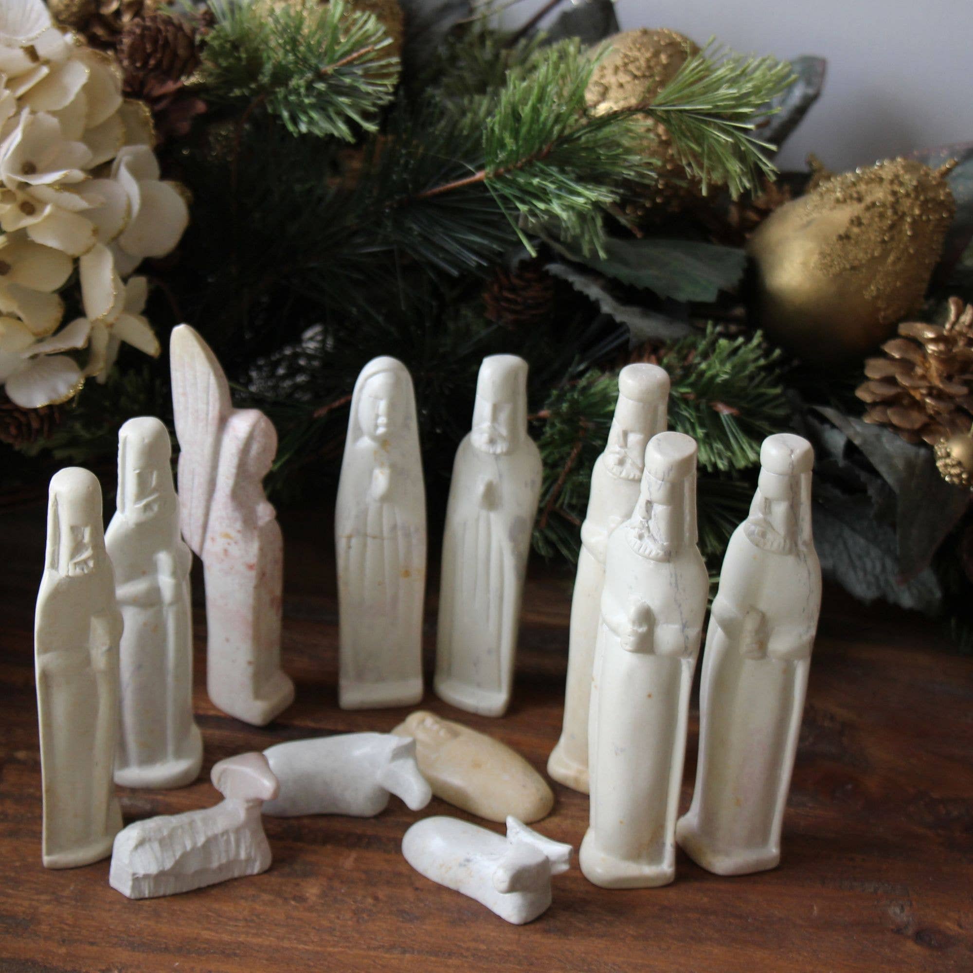 Global Crafts - Wholesale Nativity Scene Decor - Kenya Kisii Soapstone Nativity 12 piece Set1