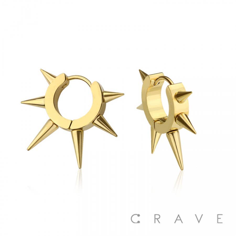 CRAVE - Wholesale Huggie Earrings - PAIR OF 316 SURGICAL STEEL HUGGIE/HOOP EARRINGS WITH SPIKES0