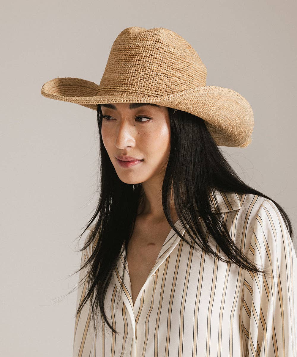 Naturel Chapeau de cowboy en paille pliable Ames en vente sur Faire2
