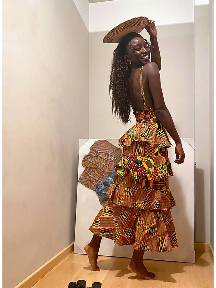 SUESES - Wholesale Dress - Women's - Hand Crafted Wax Fabric Cotton Colorful Dresses, Hand Sewn