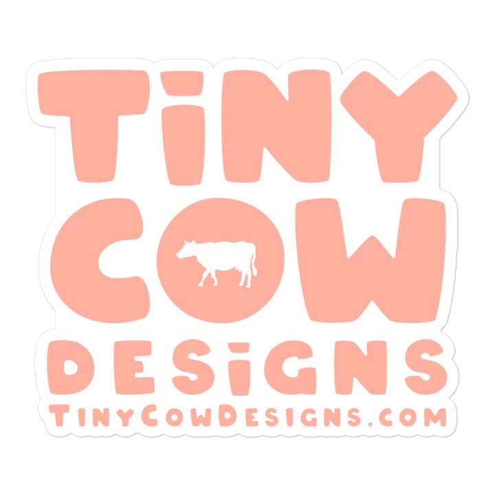 "Moo Merch" Logo Sticker - Peach for wholesale by Tiny Cow Designs