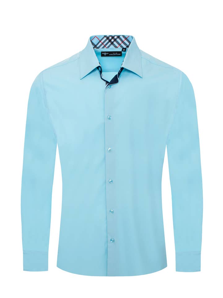 Urban Fitz - Wholesale Button Down Shirt - Men's - DS-01 TURQUOISE MEN'S DRESS SHIRT