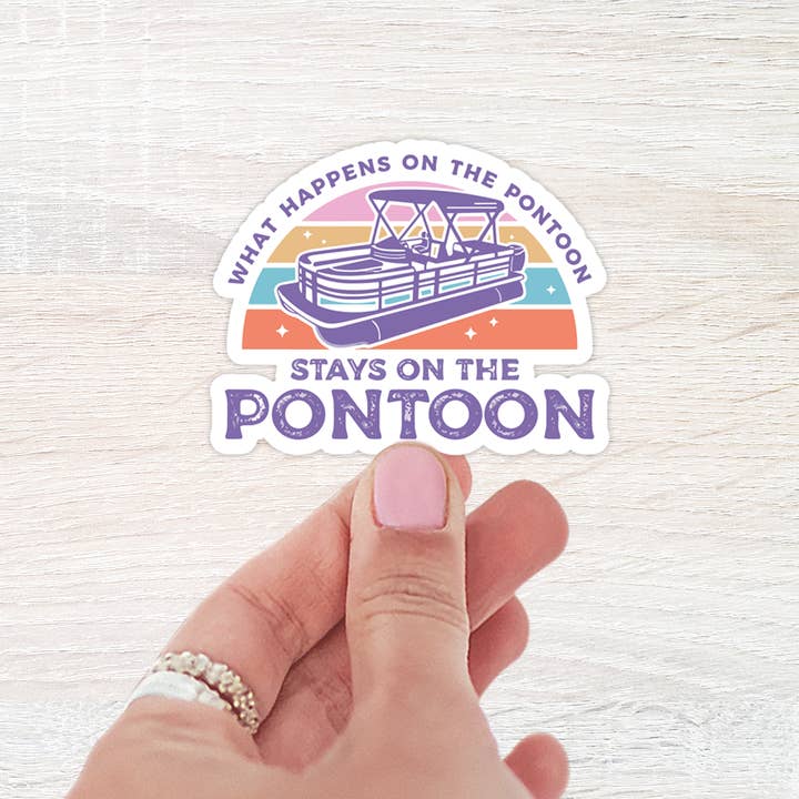 What Happens On The Pontoon Stays On The Pontoon Sticker for wholesale by The Daydreamer Designz