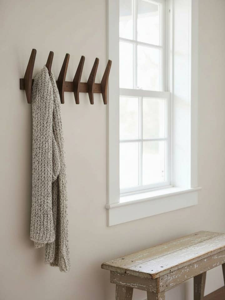 Perchero de pared grande de madera con diseño mid-century para venta al por mayor de Made Market Co.