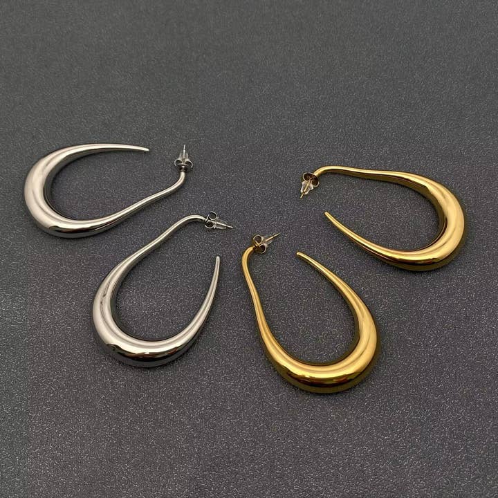 Hollow U Shape 18K Gold Plated S.Steel Hoop Earrings - FGS for wholesale by Mio Queena