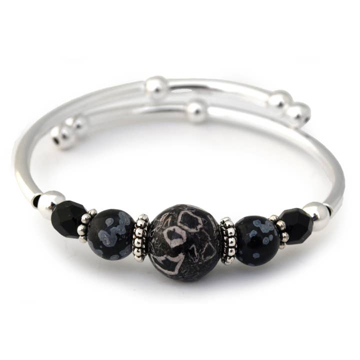 Black Mosaic Stone Solitaire Bracelet for wholesale by Crazyartgrrl Jewelry