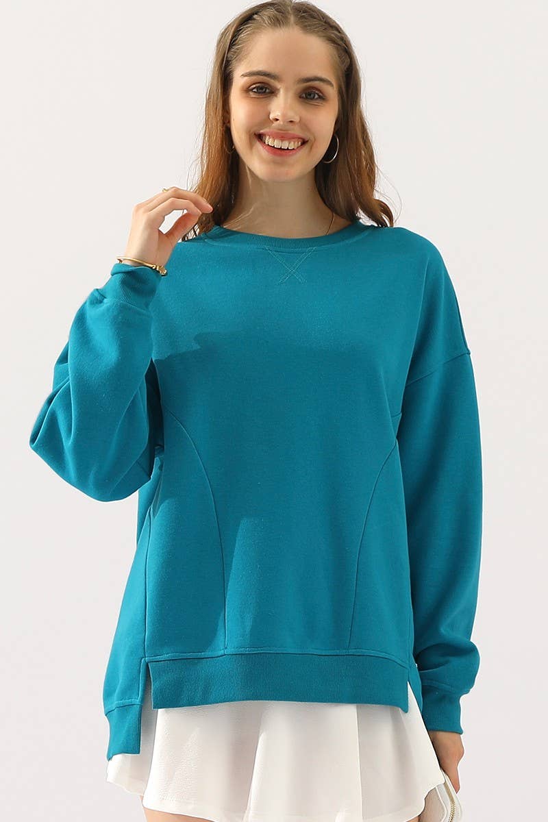 NINEXIS - Wholesale Sweatshirt - Women's - CWTTL905_LONG SLEEVE ROUND NECK CUT HEM SWEATSHIRT14