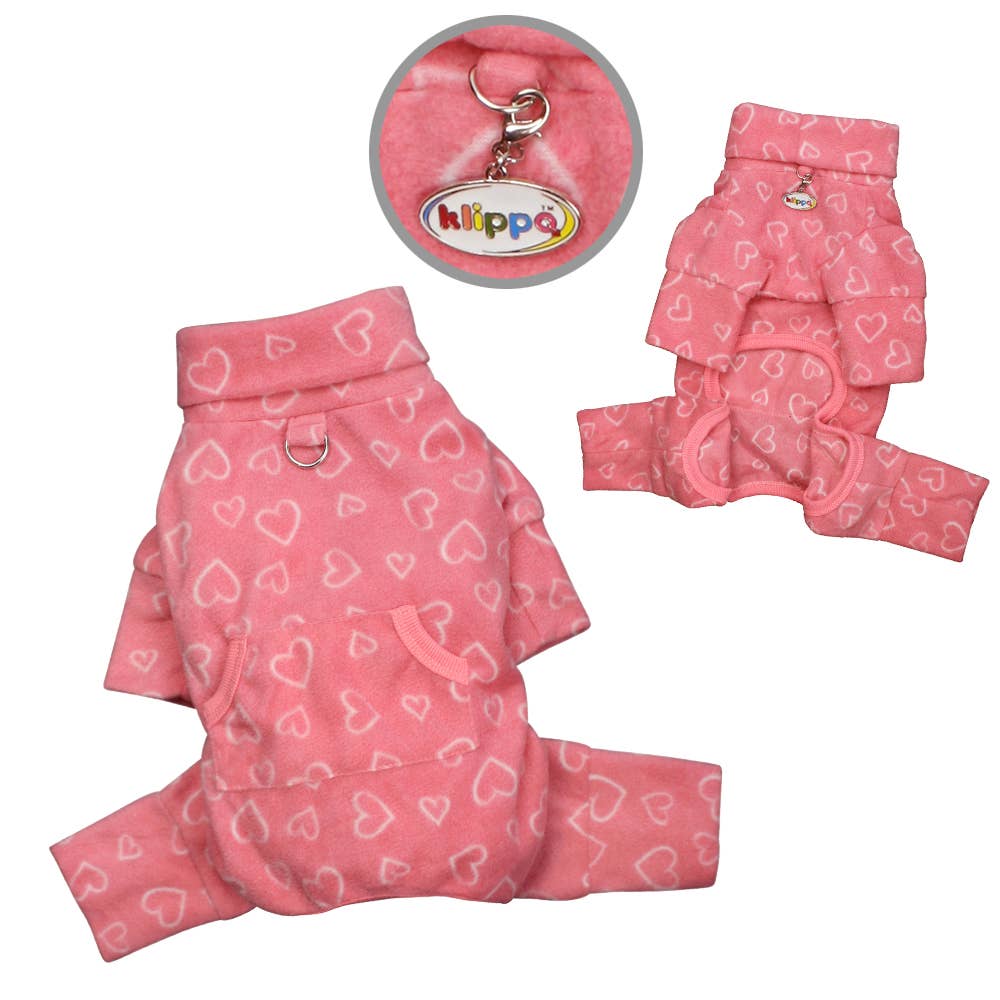 Klippo Pet - Wholesale Pet Pajamas - Dog - Blush of Love Hearts Fleece Turtleneck Pajamas1