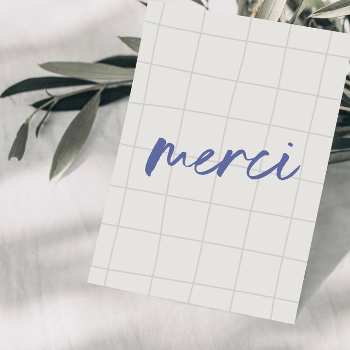 Wildblumen Atelier - Wholesale Thank You Card - Postcard Merci checkered, FSC certified1