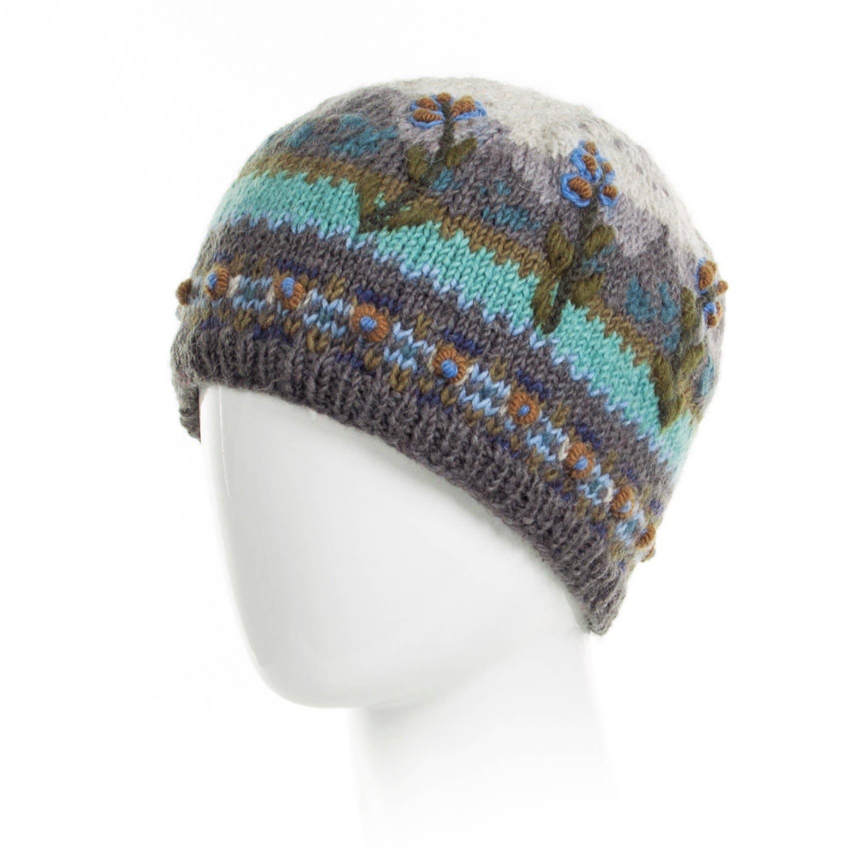 Lost Horizons Knitwear – Ships from USA - Wholesale Beanie - Women's - Chloe Wool Hat – Hand-Embroidered Floral Knit Beanie5