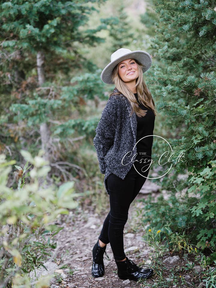 The Classy Cloth WS - Wholesale Cardigan – Women’s - Luxe Cardigan - Black Marled RTS3