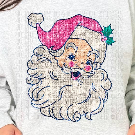 Cappello Santa Pink DTF Transfer per la vendita all'ingrosso da parte di K and M Designs