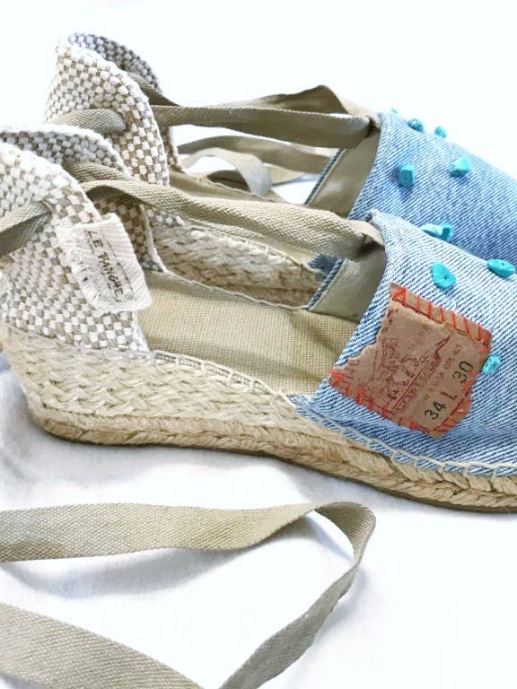 CHARLIE'S ANGELS-TURQUOISE handgefertigte Espadrilles für Damen für den Großhandel von Le Fanghe