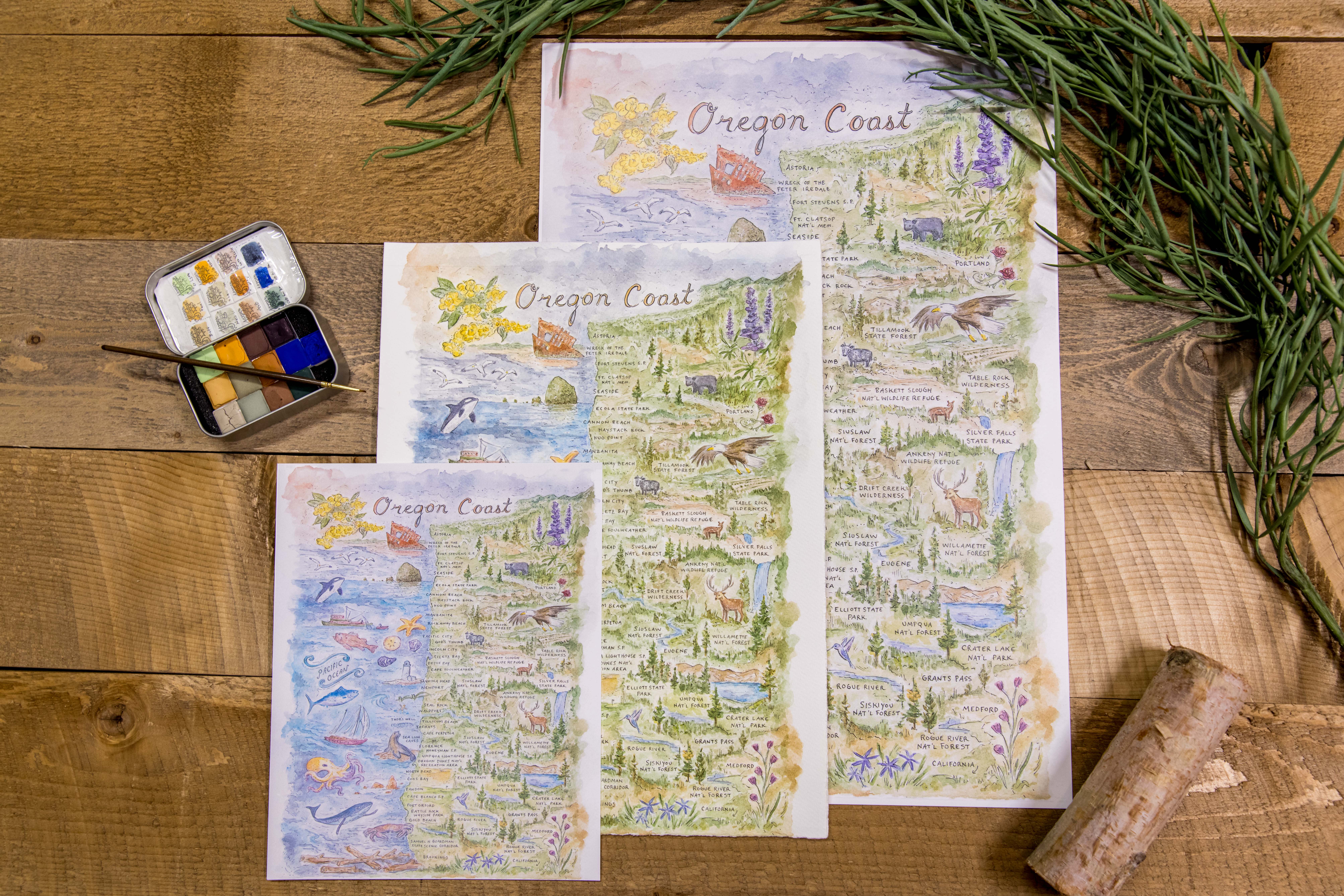 Hiker Booty - Wholesale Art Print - Oregon Coast Map 11"x14" Art Print2