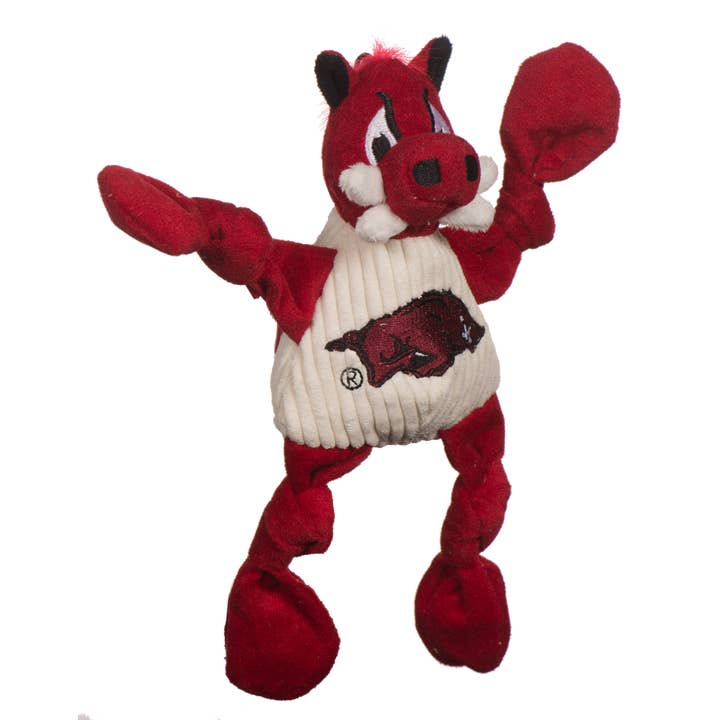 HuggleGroup - Vente Peluche – chien - Jouet en peluche Tusk the Razorback Knottie® pour chiens de l'Arkansas (U. of)