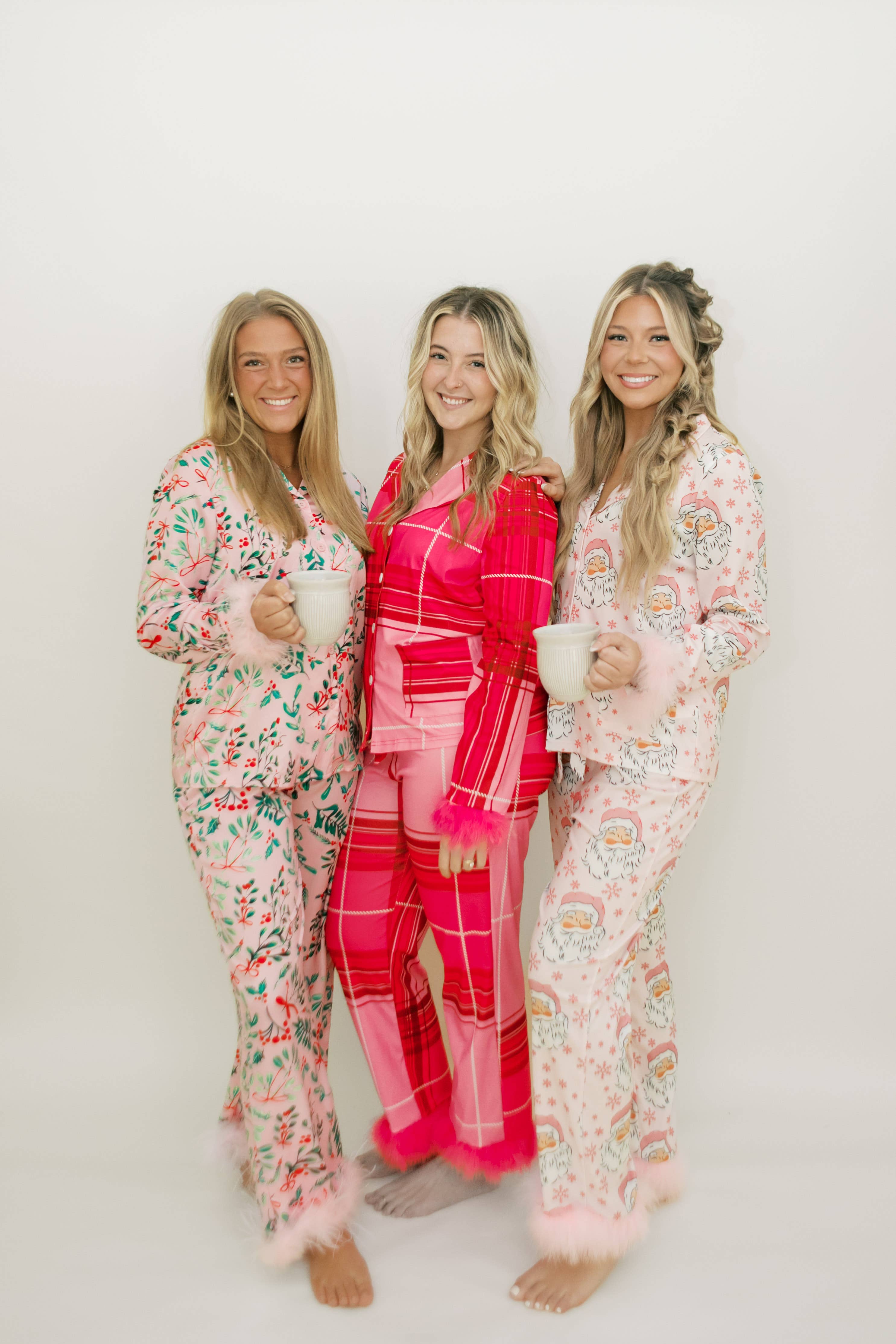 Magnolia Charms - Wholesale Lounge Top - Women's - Pink Santa Pajama Set1