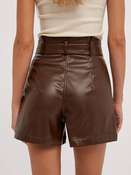 Pink Irene Wholesale - Wholesale Shorts - Women's - VEGAN LEATHER PAPERBAG SHORTS11