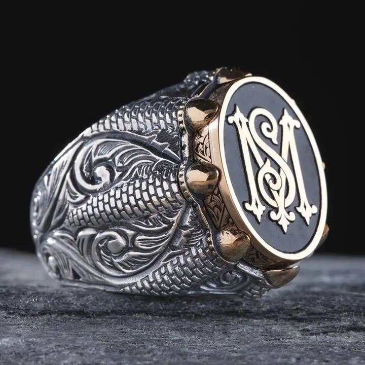 Letras iniciales de monograma personalizadas hechas a mano 925 para venta al por mayor de Albertino Silver