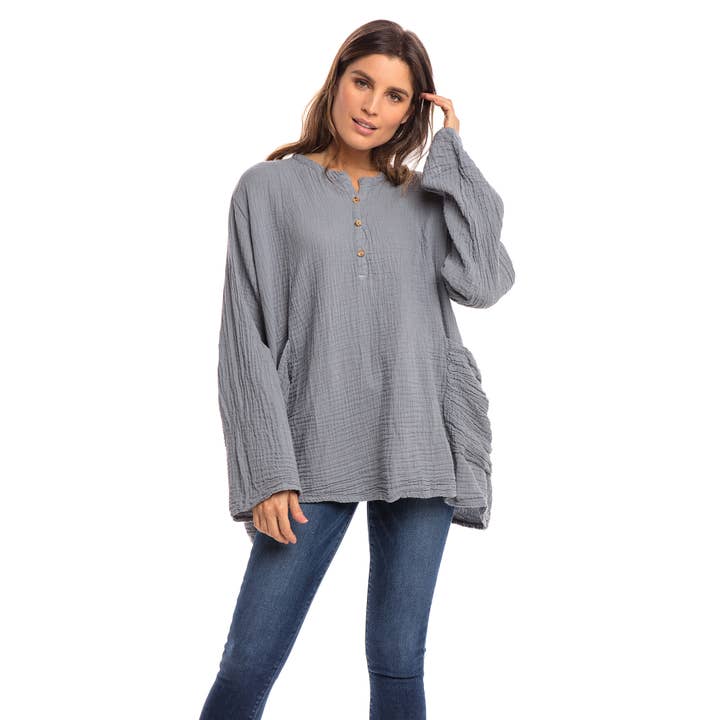 Nusantara Inc. - Wholesale Blouse - Women's - Cooper Henley-05298F1