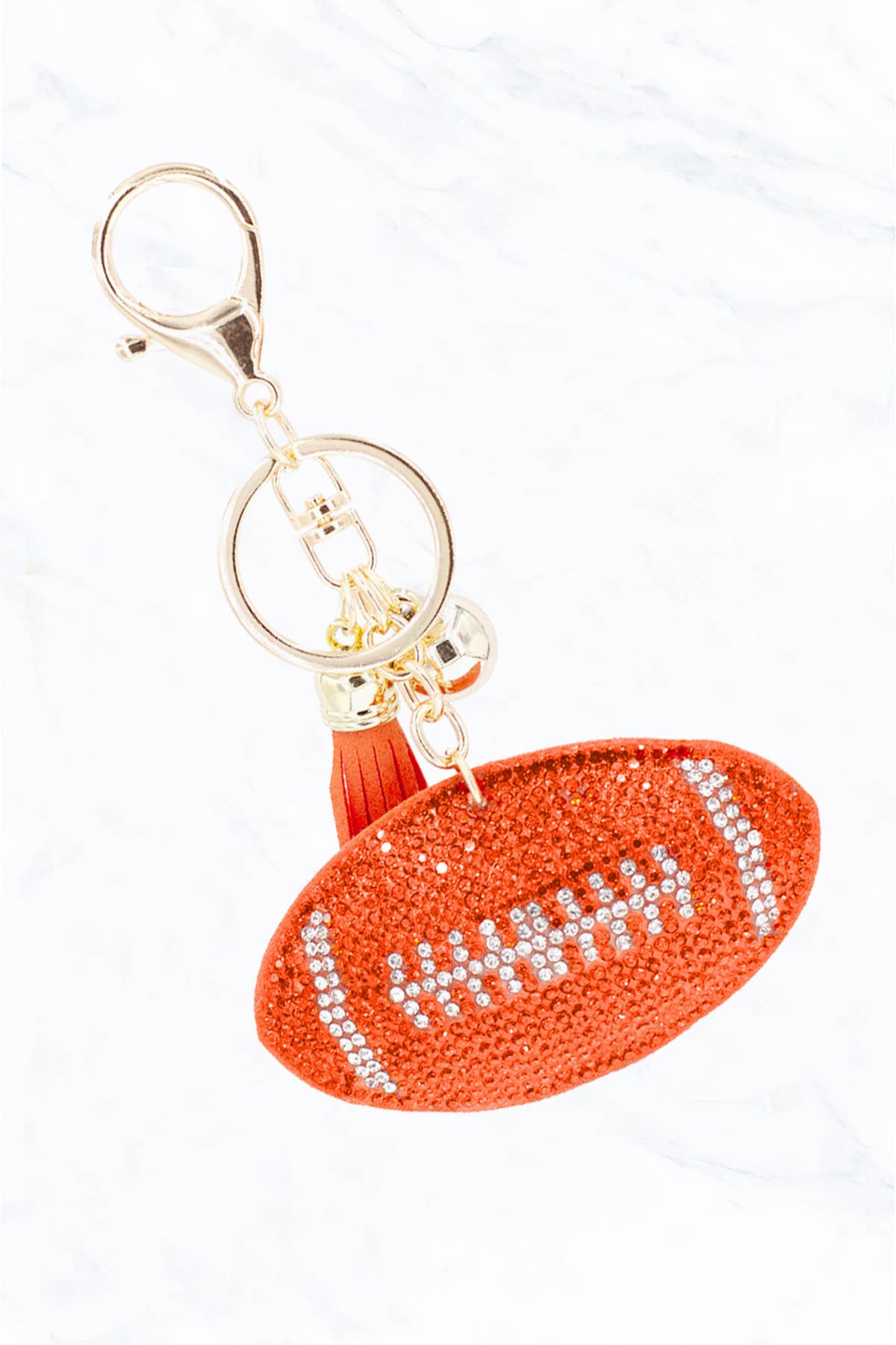 Suzie Q USA - Wholesale Keychain - Women's - Glittering Football with Tassel Keychain0