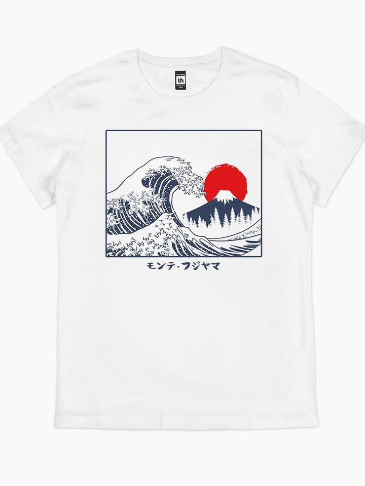 White Great Fuji Wave T-Shirt for wholesale on Faire1