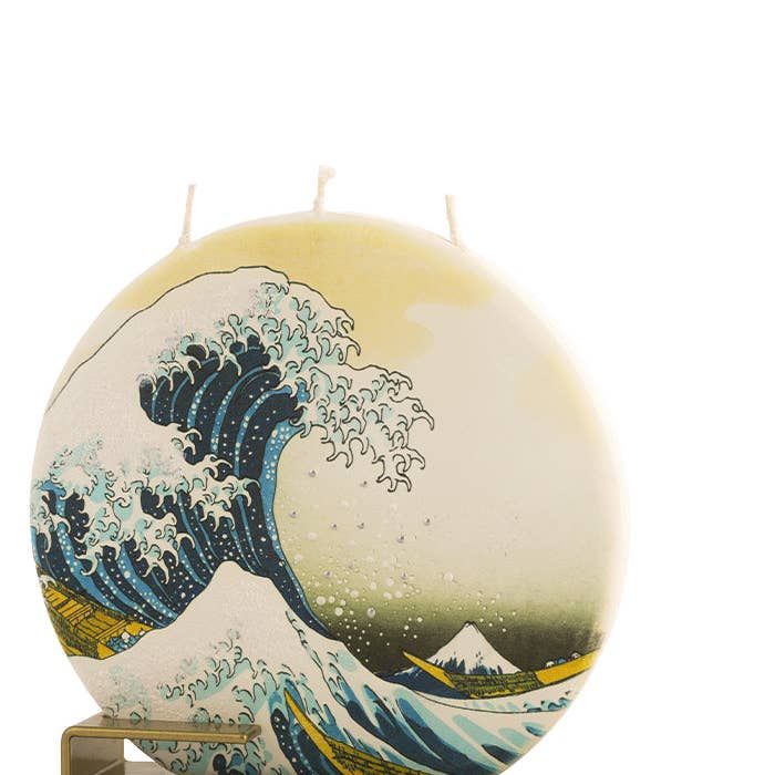 Flatyz Candles - Wholesale Novelty Candle - Flat Hand-Crafted 6" Round Candle - The Great Wave