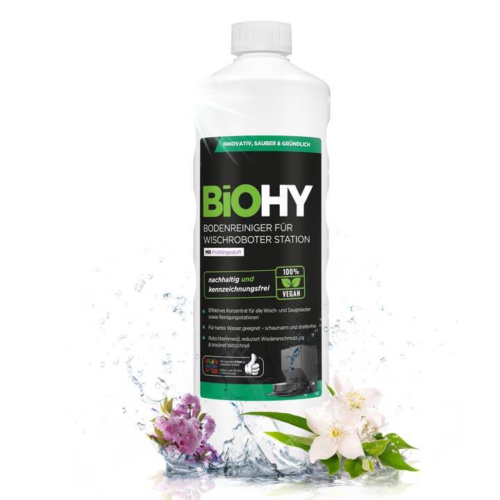 BiOHY floor cleaner for mopping robot stations with spring scent, cleaner for cleaning stations, suitable for hard water, non-foaming floor cleaner, organic concentrate for wholesale by BiOHY