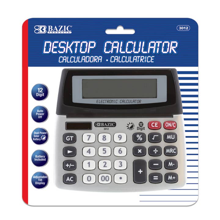 Calculatrice de bureau à double alimentation 12 chiffres avec écran ajustable pour la vente par Luna Office Supply - Everyday Essential