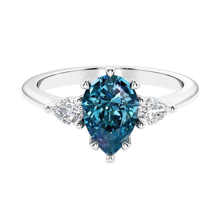 14k Gouden 2Ct Peer Alexandriet & Diamant 3-Steens Ring voor wholesale door DV Custom Jewelry USA