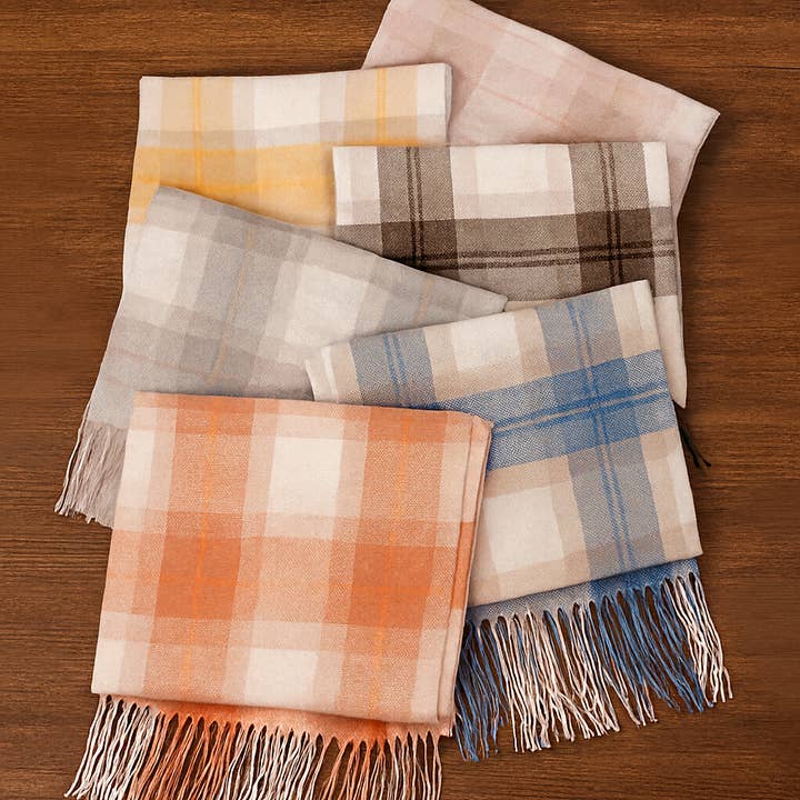 Bufanda clásica de cachemir a cuadros con flecos para venta al por mayor de Fennco Styles