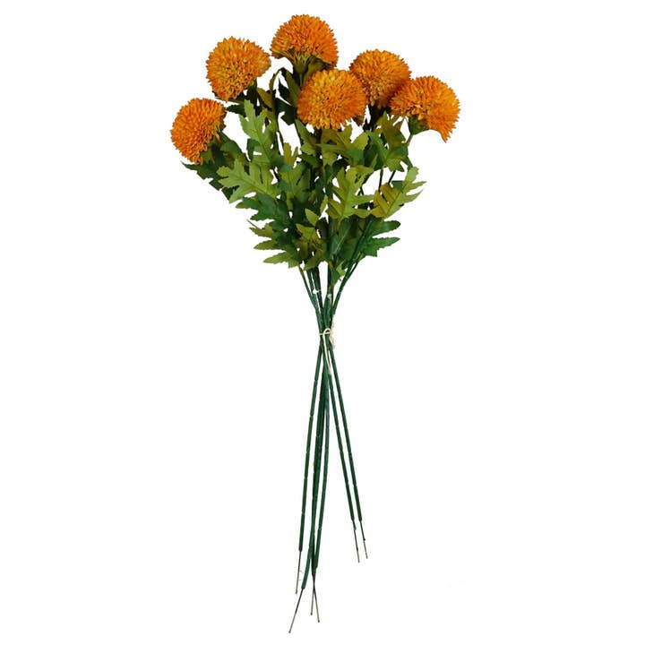 Leaf Design UK LTD - Wholesale Artificial Flowers - Pack 6x 70cm Large Ball Dahlia Artificial Flower Stem Yellow1