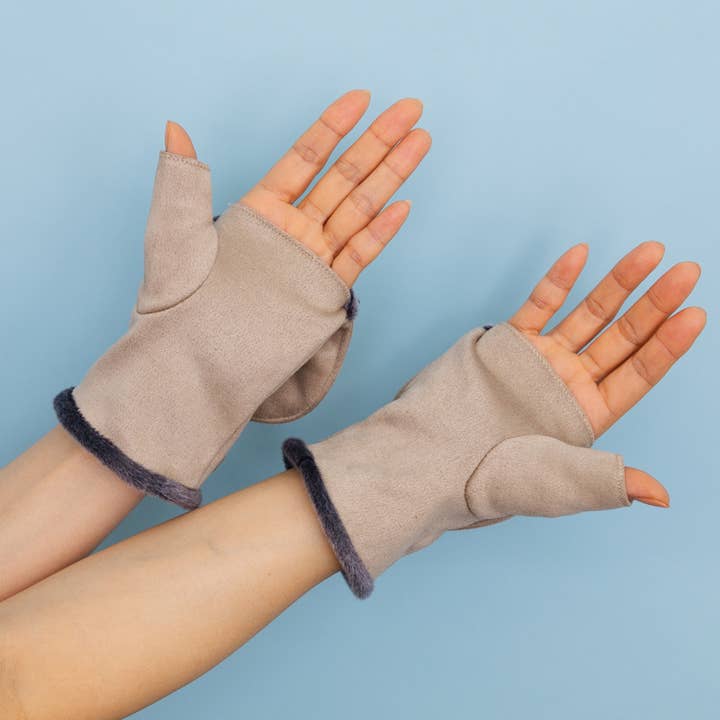 Leto Accessories - Venta al por mayor Guantes - Unisex - Manoplas convertibles de gamuza sintética sin dedos8