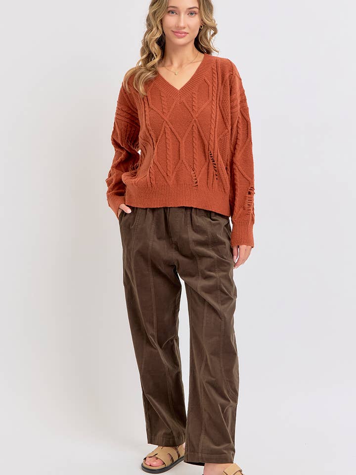 Sweet Lovely by Jen - Wholesale Pants - Women's - EASY CASUAL EVERYDAY PULL-ON RELAXED CORDUROY PANTS 50