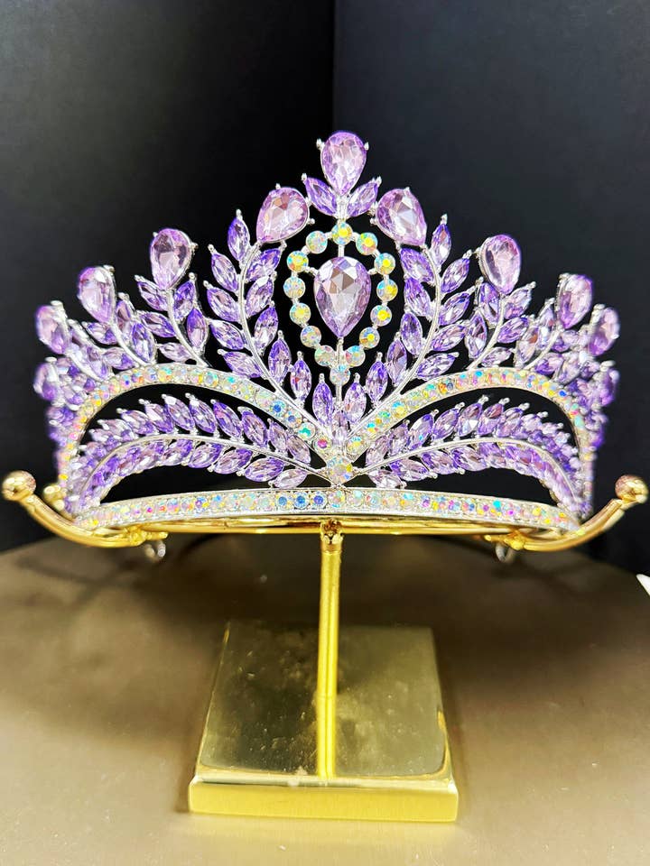 Purple Crystal Crown, Wedding Crown, Silver Bridal Tiara for wholesale by Happy Dream Gifts