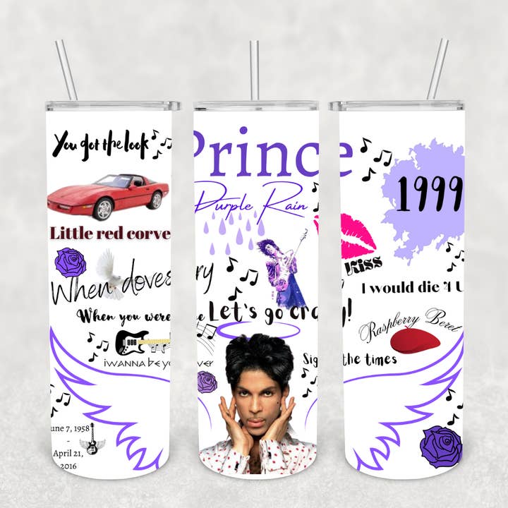 Prince Wordy Collage 20oz Tumbler for wholesale by Knotted Gypsy Designs