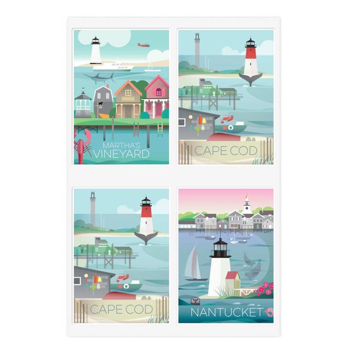 Cape & Islands Sticker Sheet for wholesale by Max & Oscar