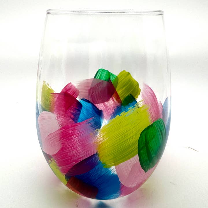 Heather Eck Artist LLC - Wholesale Wine Glass - Vibrant Colors | Stemless Wine Glass | Colorful Wine Glasses2
