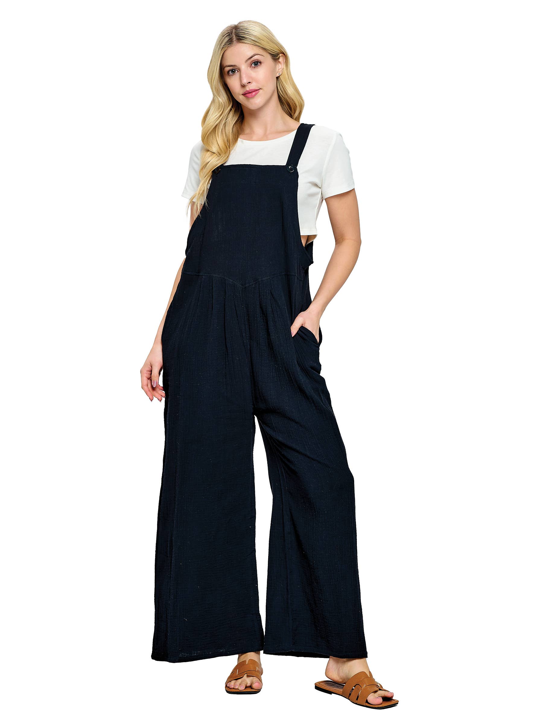 Yak & Yeti – Engroshandel Overalls - Dame – UDSALG Overordnet Boho Casual Krøllet Bomuld (Reg. $22)3