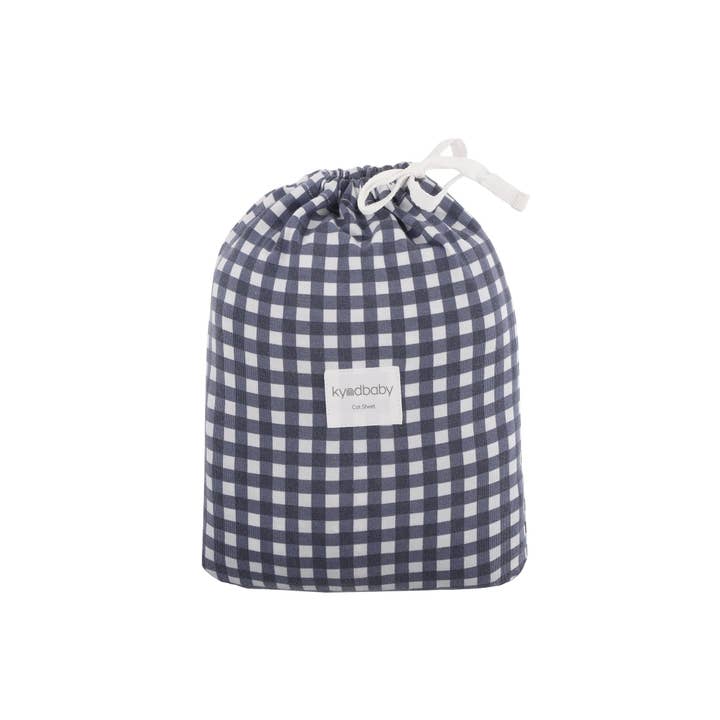 Fitted Cot Sheet - Navy Gingham for wholesale on Faire3