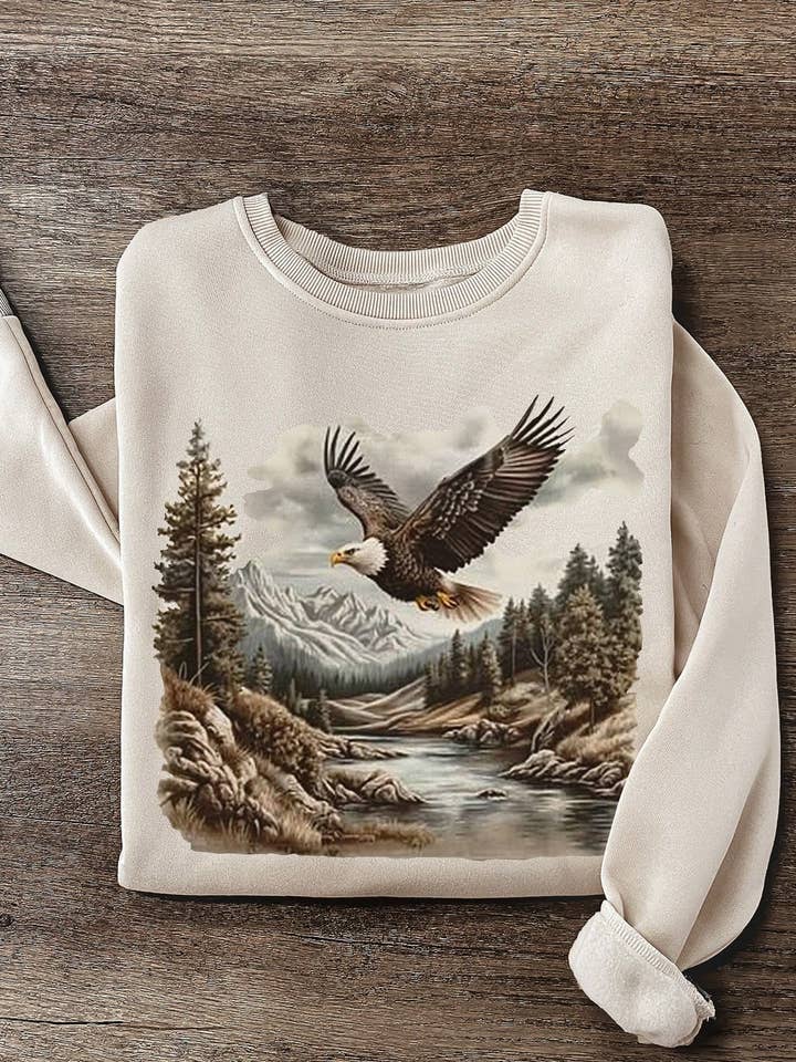 vintage Mallard duck eagle print crew sweatshirt for wholesale by Rosa Clothing