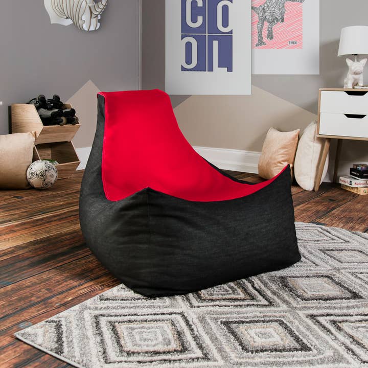 LuvU - Wholesale Chair - Jaxx Pixel Gamer Bean Bag Chair, Premium Vinyl / Dark Denim90