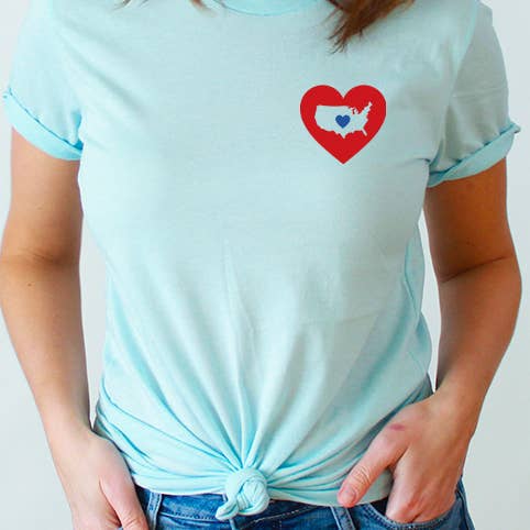 USA Hjerte Patriotisk Grafisk T-shirt for engroshandel hos Select Apparel