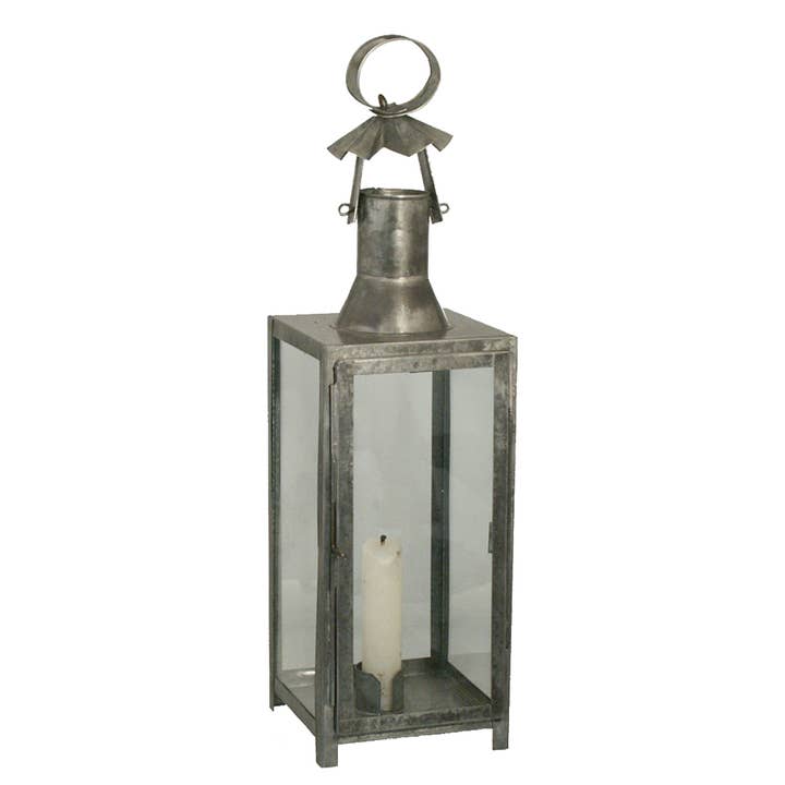 Madison Bay Co. - Historical Home Decor Reproductions - Wholesale Lantern - 15-1/2" Tin Lantern with Glass Panels- Antique Vintage Style