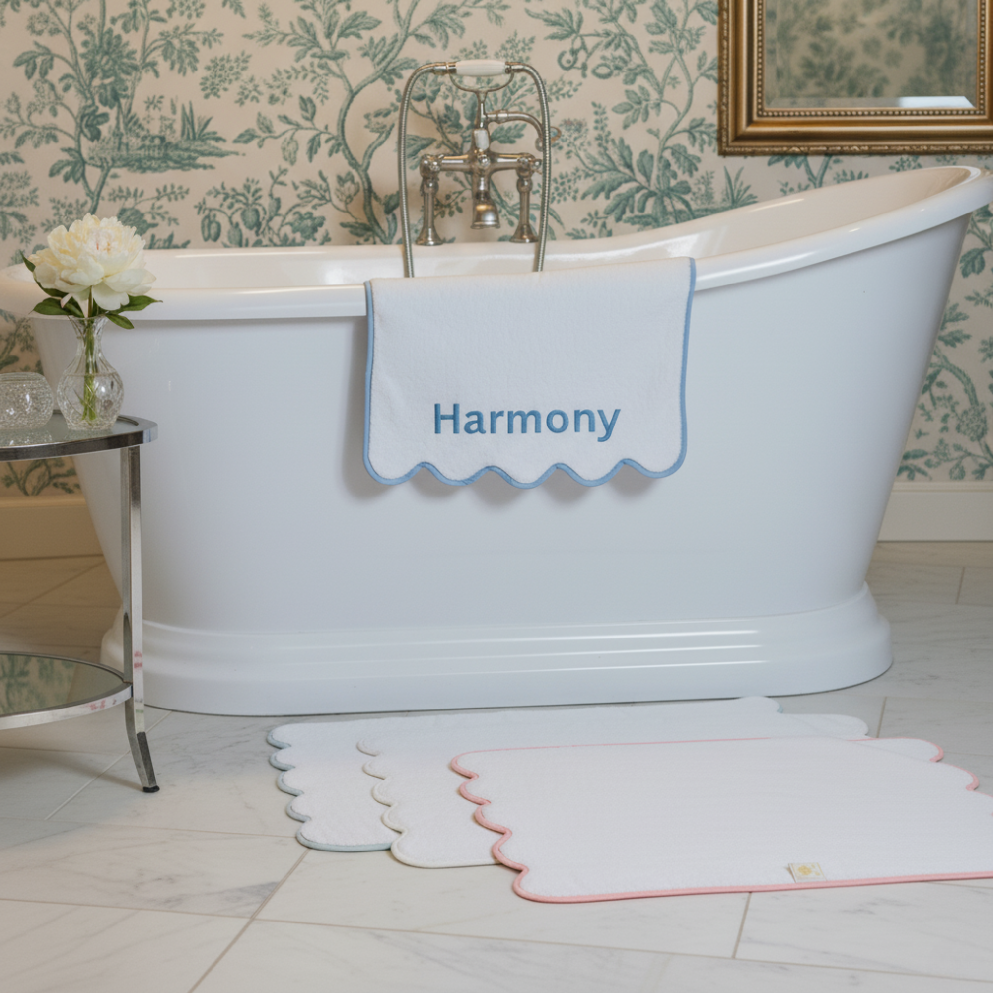 Lotus Linen – wholesale Badrumsmatta – Lyxig badrumsmatta i bomull med kammusselkanter121