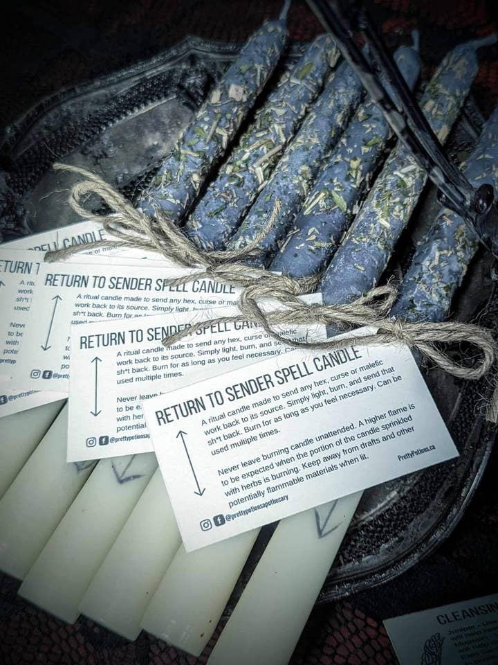 Return to Sender Spell Taper for wholesale by Pretty Potions Apothecary
