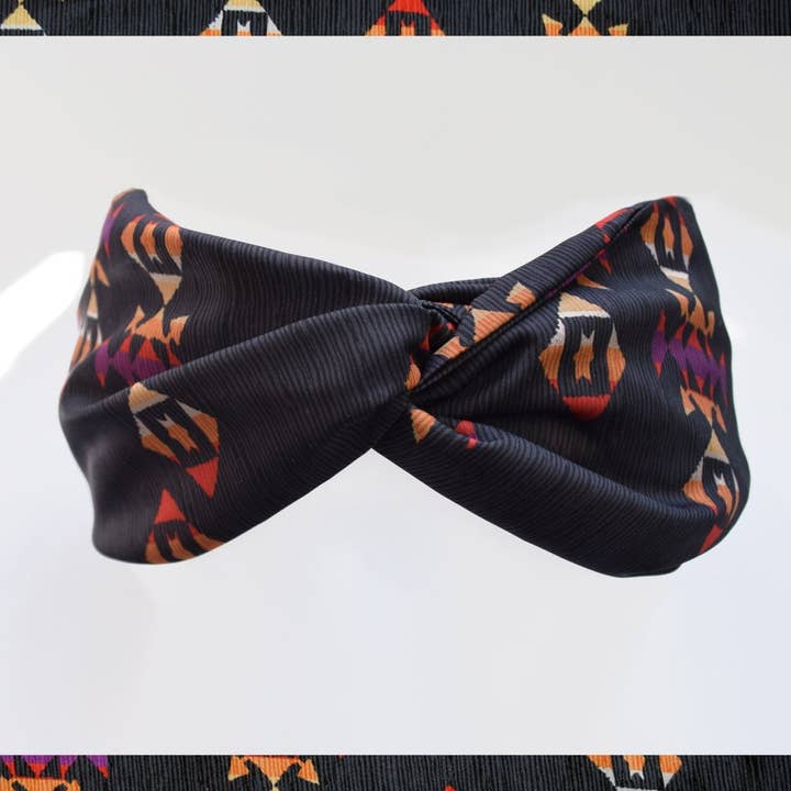 Protean London - Wholesale Haarband - Dames - Haarband uit de jaren 70, Azteekse print, zachte knoop jaren 70 haaraccessoire