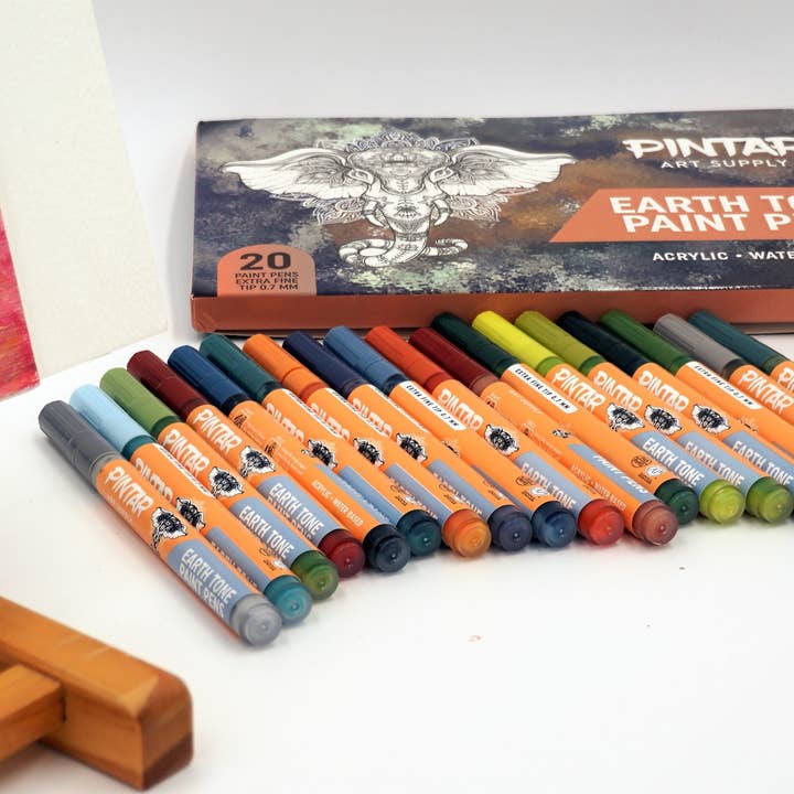 Pintar Art Supply - Wholesale Marker - Pintar Earth Tone Color 20 Pack Paint Pens Acrylic Paint Pen Set with Extra Fine 0.7mm Tip | Use on Rocks, Canvas, Glass, Ceramics, Plastic, Porcelain6