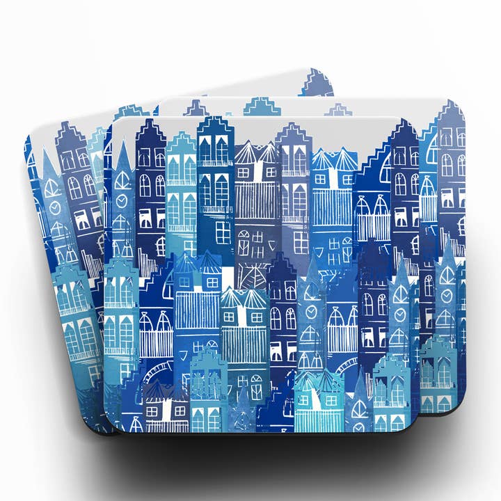 Blue Edinburgh Cityscape Coaster for wholesale by Jenni Douglas Designs