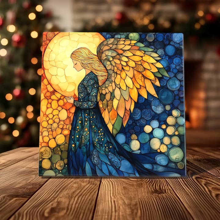 Peeping Tom's Cottage - Wholesale Nativity Scene Decor - Nativity Angel Porcelain Tile - Inspiring Addition to Nativity Scene Decor