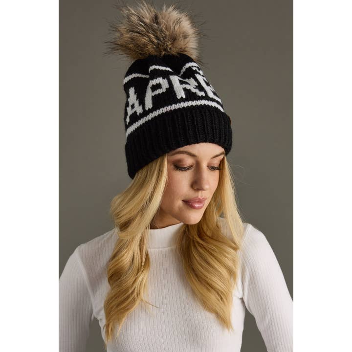 Panache Apparel Co. - Wholesale Beanie - Women's - Black & White Apres Pom Hat1